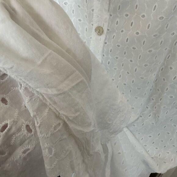 Valentina Naldi | Sleeveless Eyelet Button-Front Cotton Cocktail Shirtdress | M - Picture 5 of 14